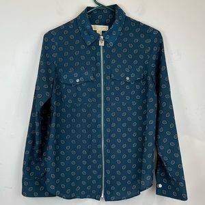 Michael Michael Kors Front Zip Paisley Blouse Long Sleeve Women’s Size Small